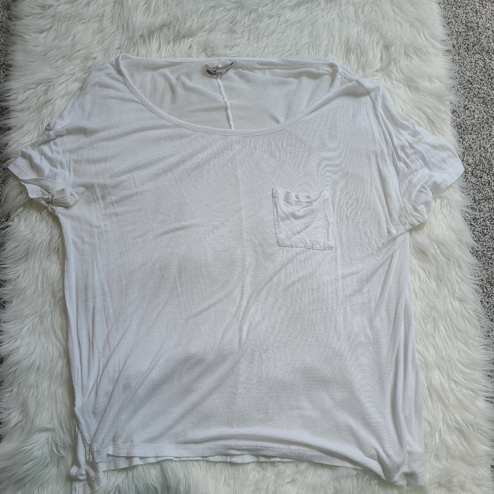 Hollister Mega Oversized Top White Women's Short Sleeved - Picture 10 of 12